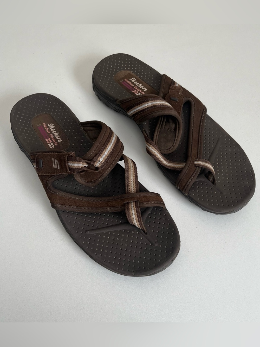 Sketchers Reggae Rasta Outdoor Lifestyle Sandals Brown Criss Cross Women’s 11